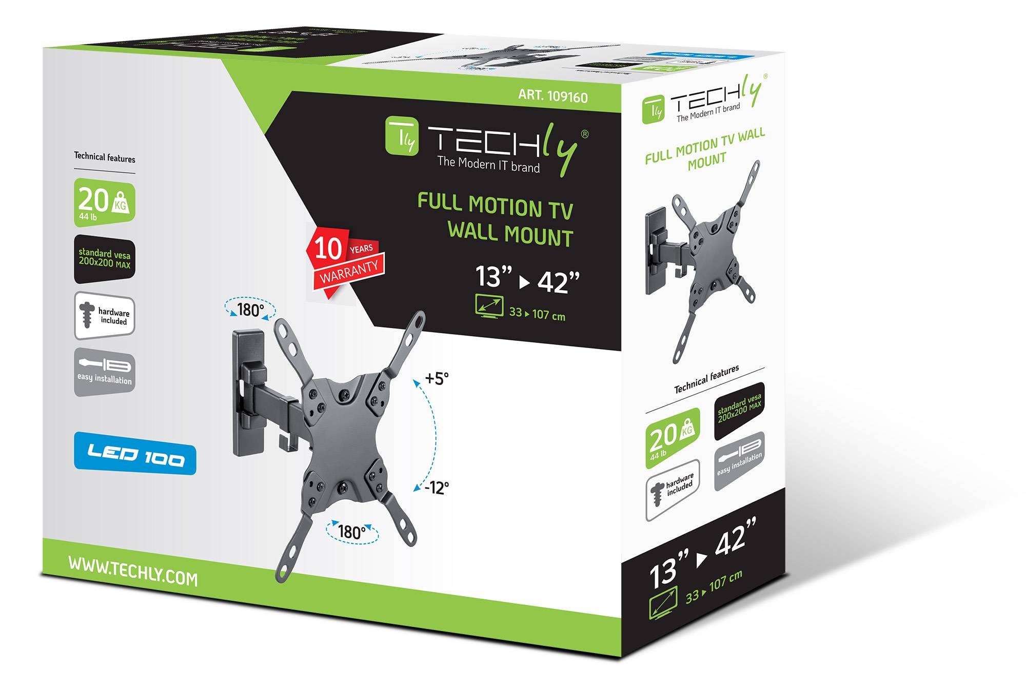 TECHly ICA-PLB-400STY TV-Wandhalterung 33,0cm (13") - 106,7cm (42") Neigbar, Schwenkbar, Rotierbar