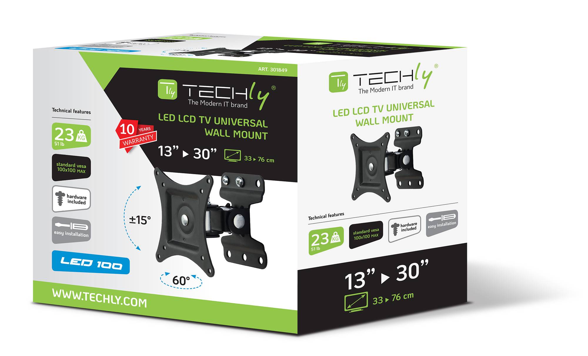 Wandhalterung für LCD TV LED 13-30 -- FullMotion, schwarz Multimedia TV
