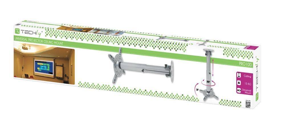 TECHly ICA-PM-104XL Beamer-Deckenhalterung Neigbar, Drehbar Boden-/Deckenabstand (max.): 1970 mm Silber