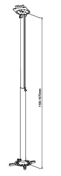 TECHly ICA-PM-104XL Beamer-Deckenhalterung Neigbar, Drehbar Boden-/Deckenabstand (max.): 1970 mm Silber