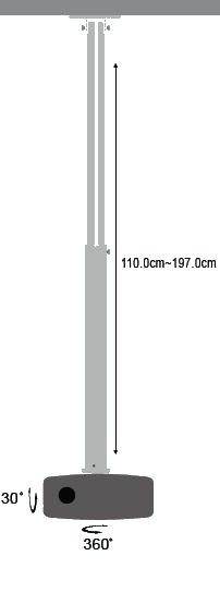 TECHly ICA-PM-104XL Beamer-Deckenhalterung Neigbar, Drehbar Boden-/Deckenabstand (max.): 1970 mm Silber