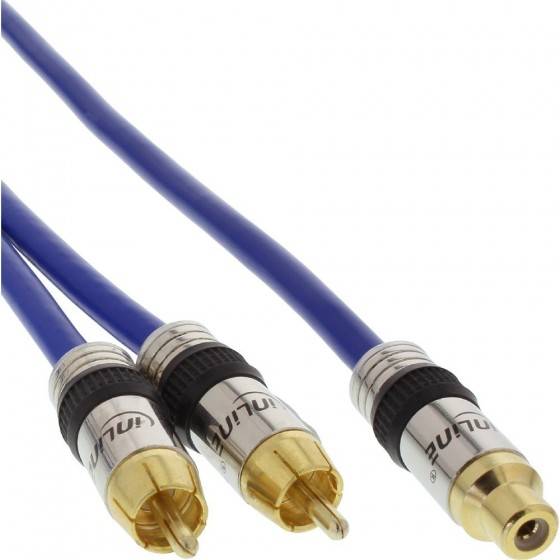 InLine® Cinch-Y-Kabel, PREMIUM, 1x Cinch Buchse zu 2x Cinch Stecker, 5m