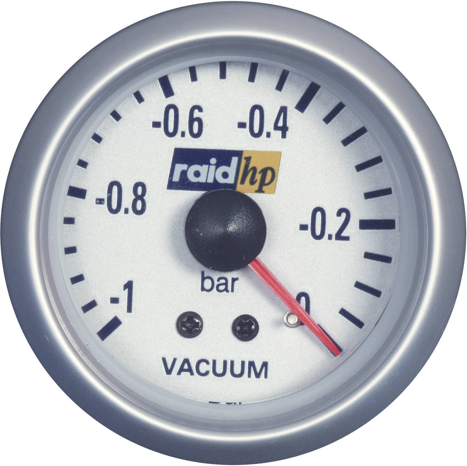 Raid hp 660222 Kfz Einbauinstrument Vakuummeter Messbereich -1 - 0 bar Silber-Serie Blau-Weiß 52mm