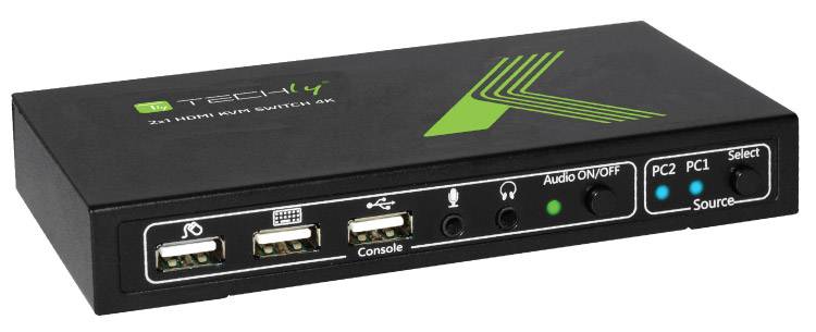 TECHly IDATA-KVM-HDMI2U 2 Port KVM-Umschalter HDMI USB 3840 x 2160 Pixel