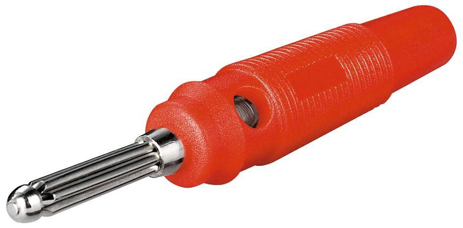 Bananenstecker, 4mm, mit Querloch, trittfest - Farbe: rot