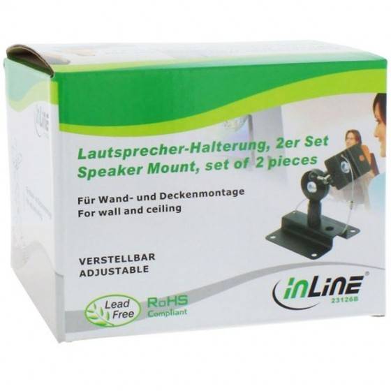 InLine® Lautsprecher Wandhalterung bis 15kg, 2er Set, schwarz