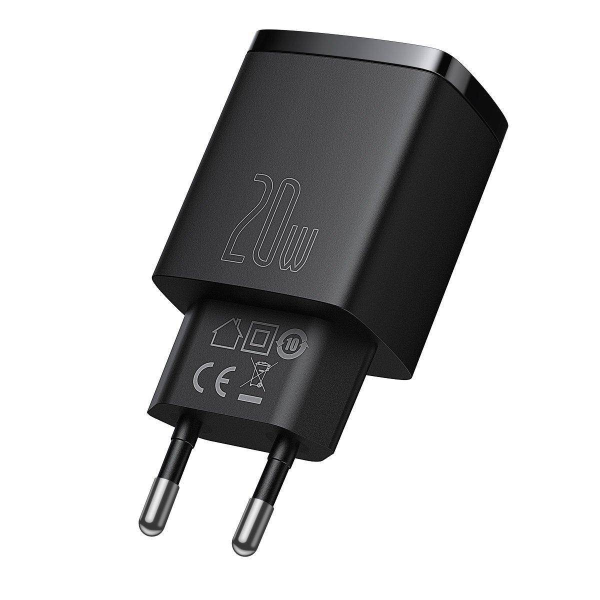 Compact Quick Charger 20W USB A and C Black