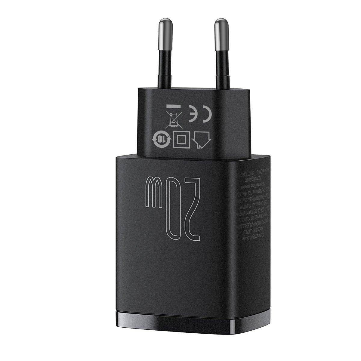 Compact Quick Charger 20W USB A and C Black
