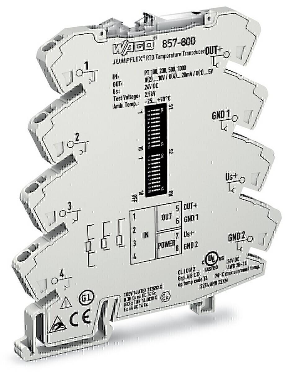 WAGO Konfigurierbarer Temperaturmessumformer für Pt-Sensoren und Widerstände 857-800