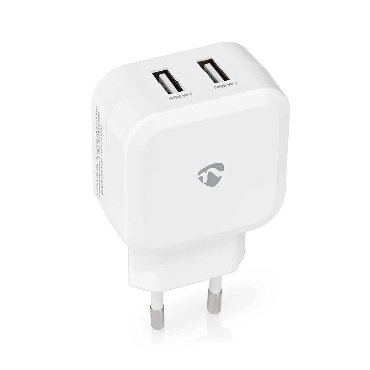 Nedis WCHAU484AWT Ladegerät für Mobilgeräte Universal Weiß USB Drinnen