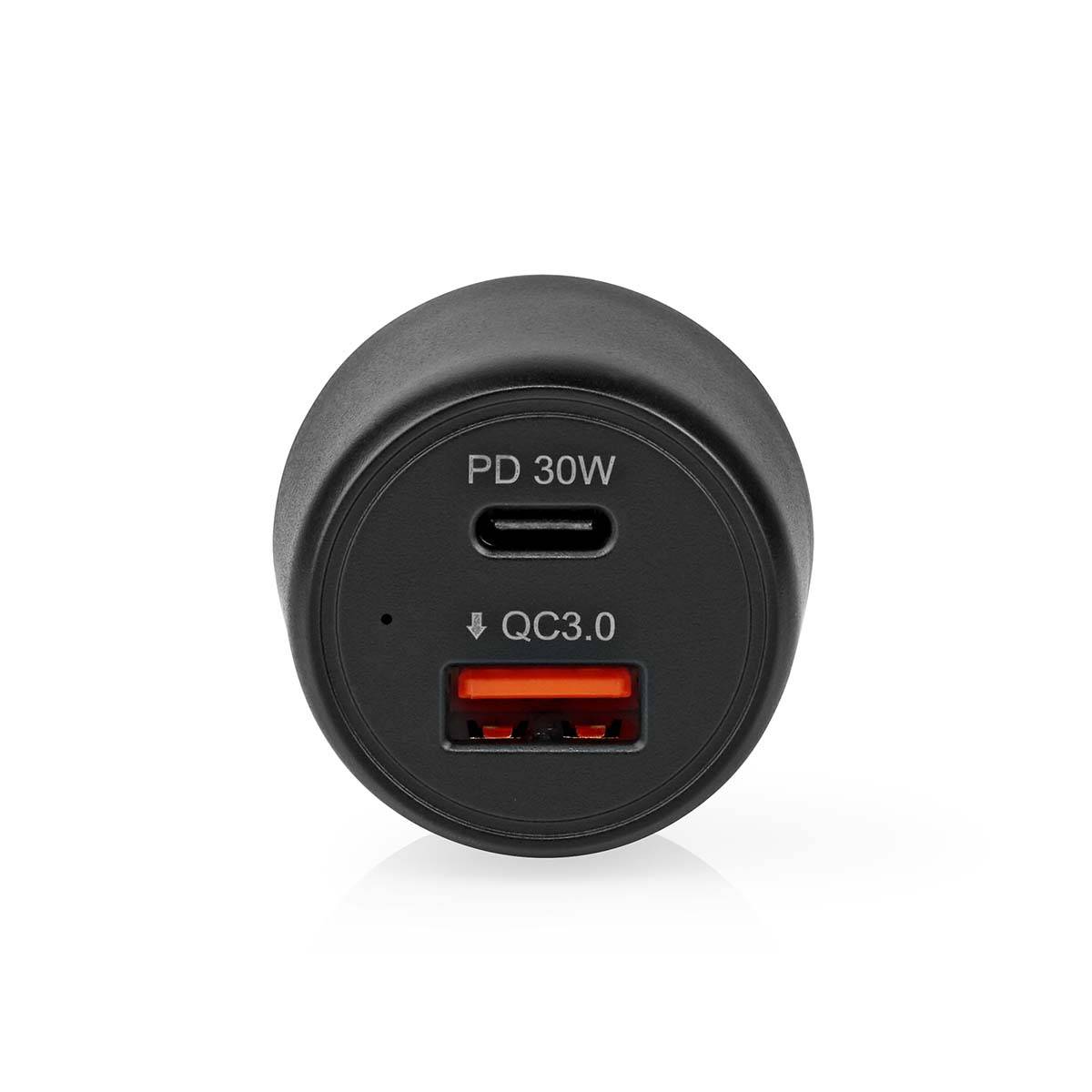 Nedis Auto-Netzteil - 48 Watt - 3 A - PD, QC 3.0 - 2 Ausgabeanschlussstellen (USB, 24 pin USB-C)