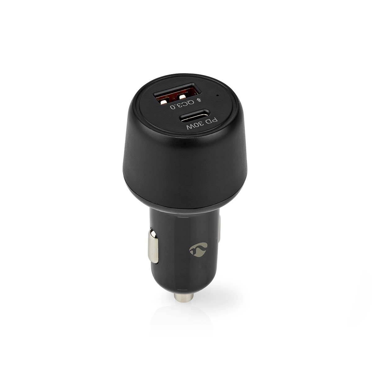 Nedis Auto-Netzteil - 48 Watt - 3 A - PD, QC 3.0 - 2 Ausgabeanschlussstellen (USB, 24 pin USB-C)