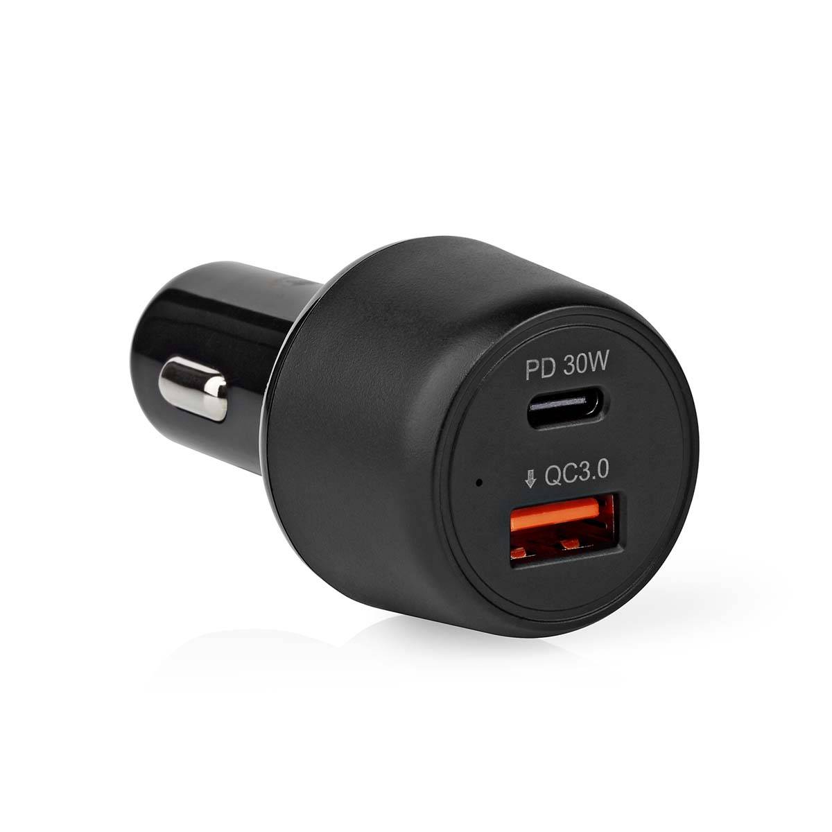Nedis Auto-Netzteil - 48 Watt - 3 A - PD, QC 3.0 - 2 Ausgabeanschlussstellen (USB, 24 pin USB-C)