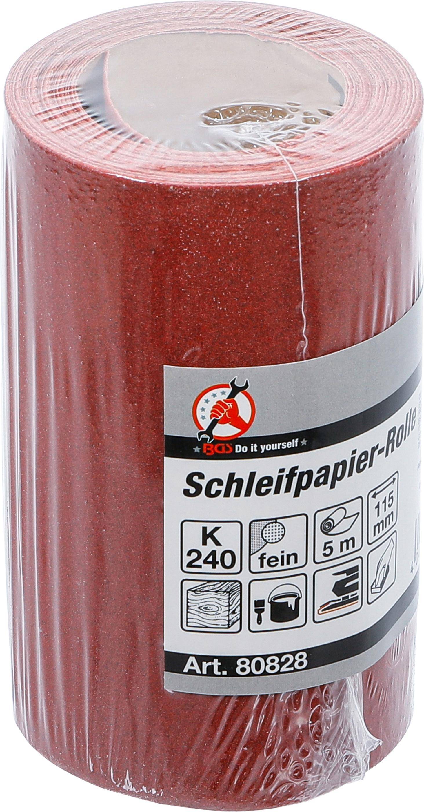 BGS Diy Schleifpapier-Rolle | 115 mm x 5 m | Körnung 240