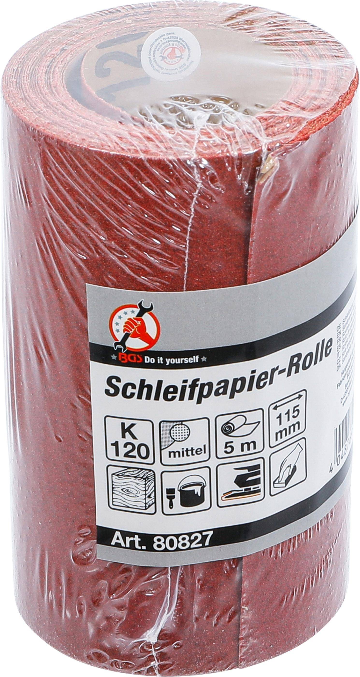 BGS Diy Schleifpapier-Rolle | 115 mm x 5 m | Körnung 120