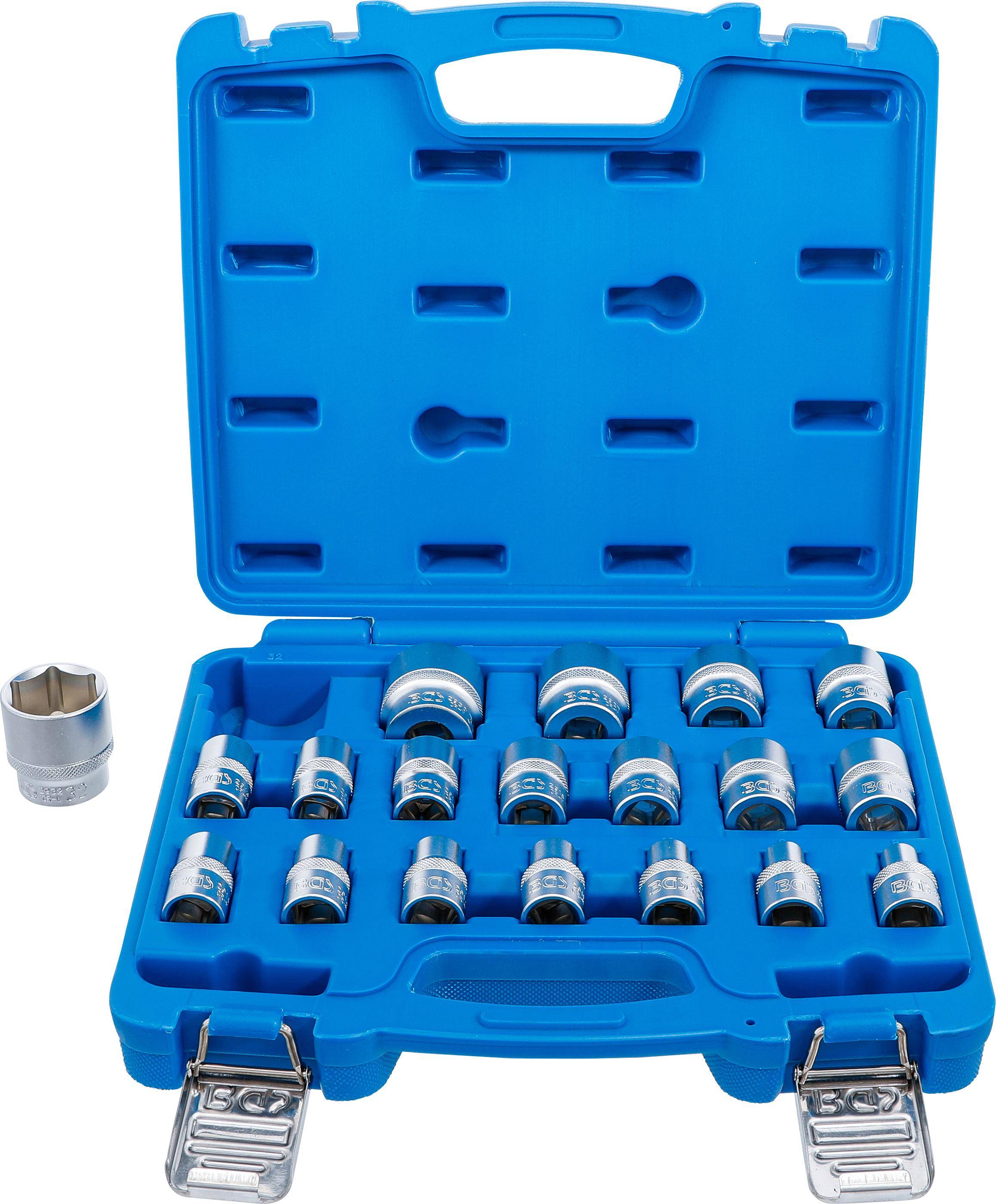 BGS 9131 Steckschlüssel-Einsatz-Satz, Sechskant, A ntrieb Innenvierkant 12,5 mm (1/2"), SW 8 - 32 mm,