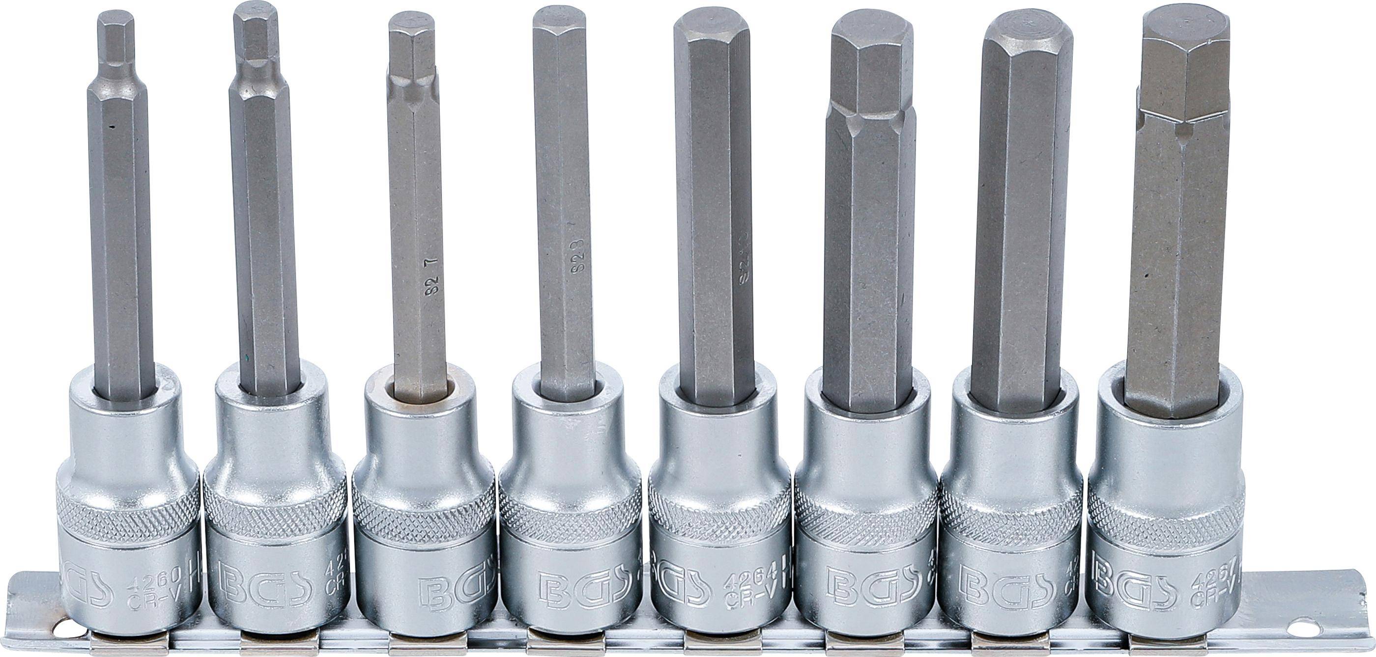 BGS Bit-Einsatz-Satz Antrieb Innenvierkant 12,5 mm (1/2") Innensechskant 5 - 13 mm 8tlg. - 5176