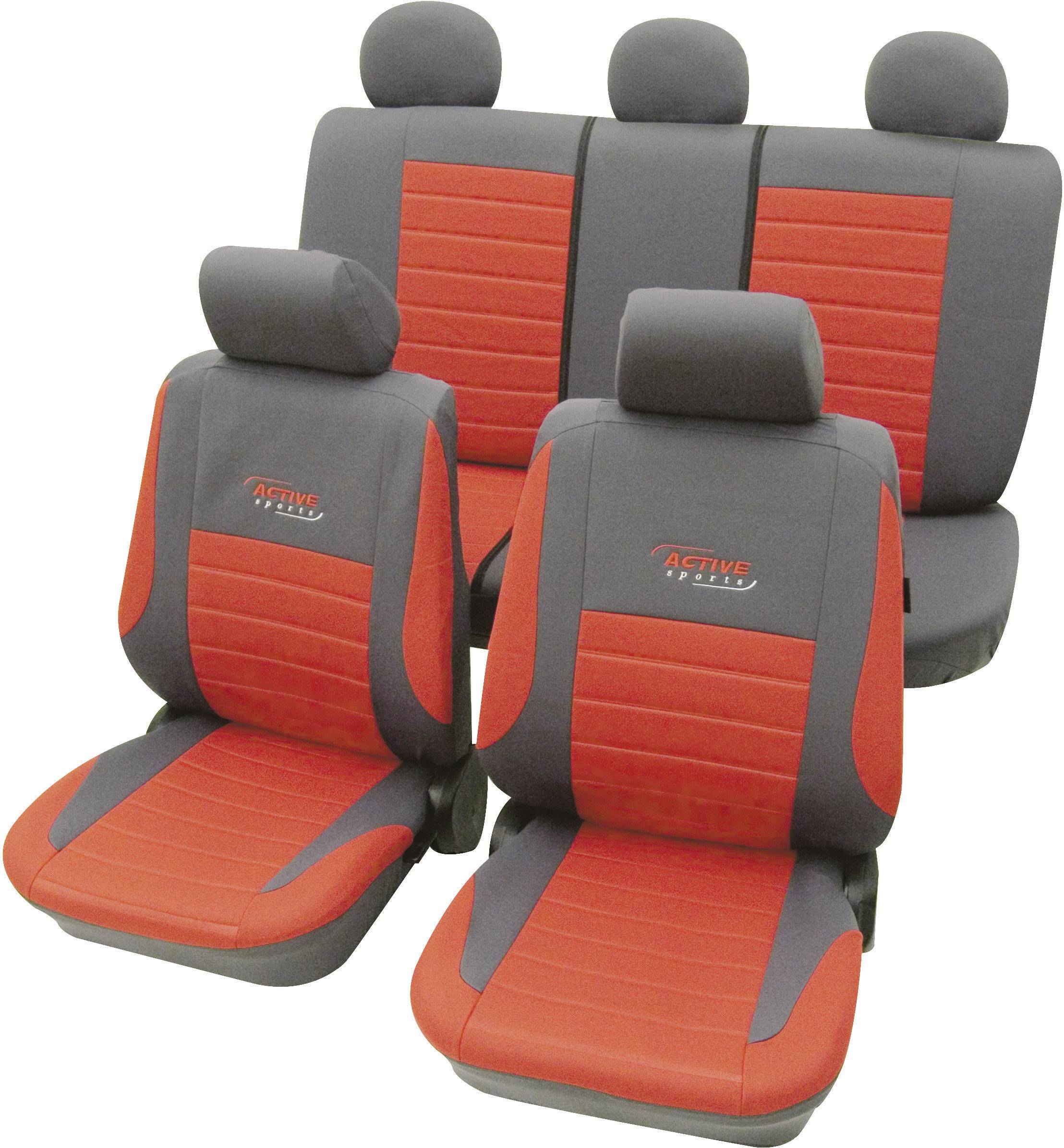 Cartrend 60121 Active Sitzbezug 11teilig Polyester Rot Fahrersitz, Beifahrersitz, Rücksitz