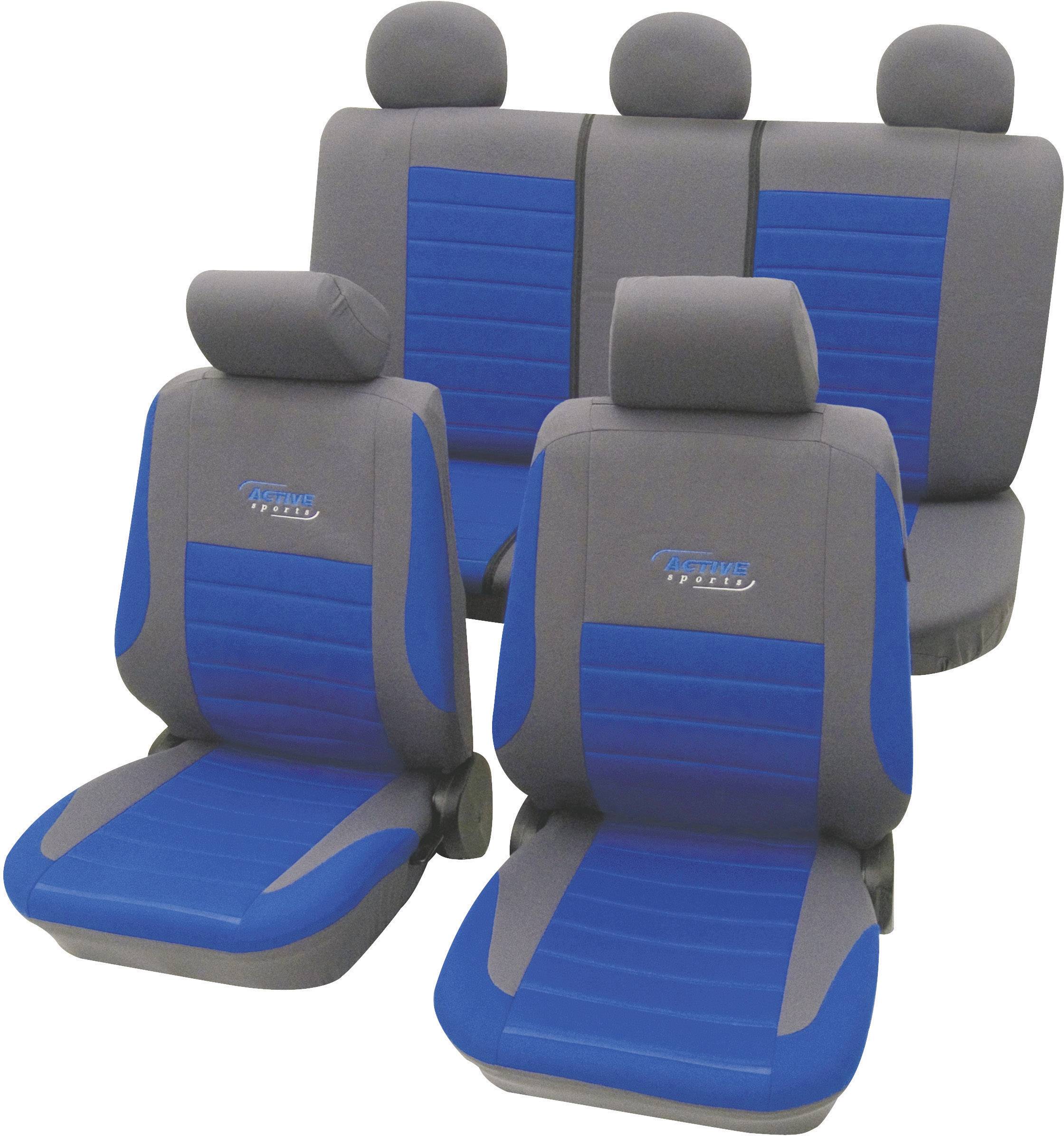 Cartrend 60120 Active Sitzbezug 11teilig Polyester Blau Fahrersitz, Beifahrersitz, Rücksitz