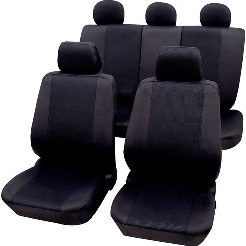 Petex 26174804 Sydney Sitzbezug 11teilig Polyester Schwarz Fahrersitz, Beifahrersitz, Rücksitz