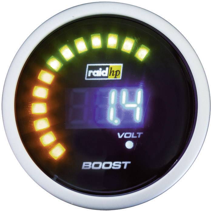 Raid hp 660500 Kfz Einbauinstrument Turbodruckanzeige Messbereich -1 - 3 bar NightFlight Digital Blue Blau, Weiß 52mm