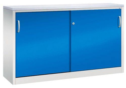 C+P Schiebetürenschrank Acurado, als Sideboard, 1600 x 400 x 1000 mm, lichtgrau/lichtblau