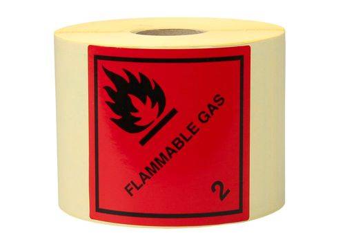 Gefahrgut-Etiketten, 100 x 100 mm, mit Aufdruck/Symbol, "Flammable Gas