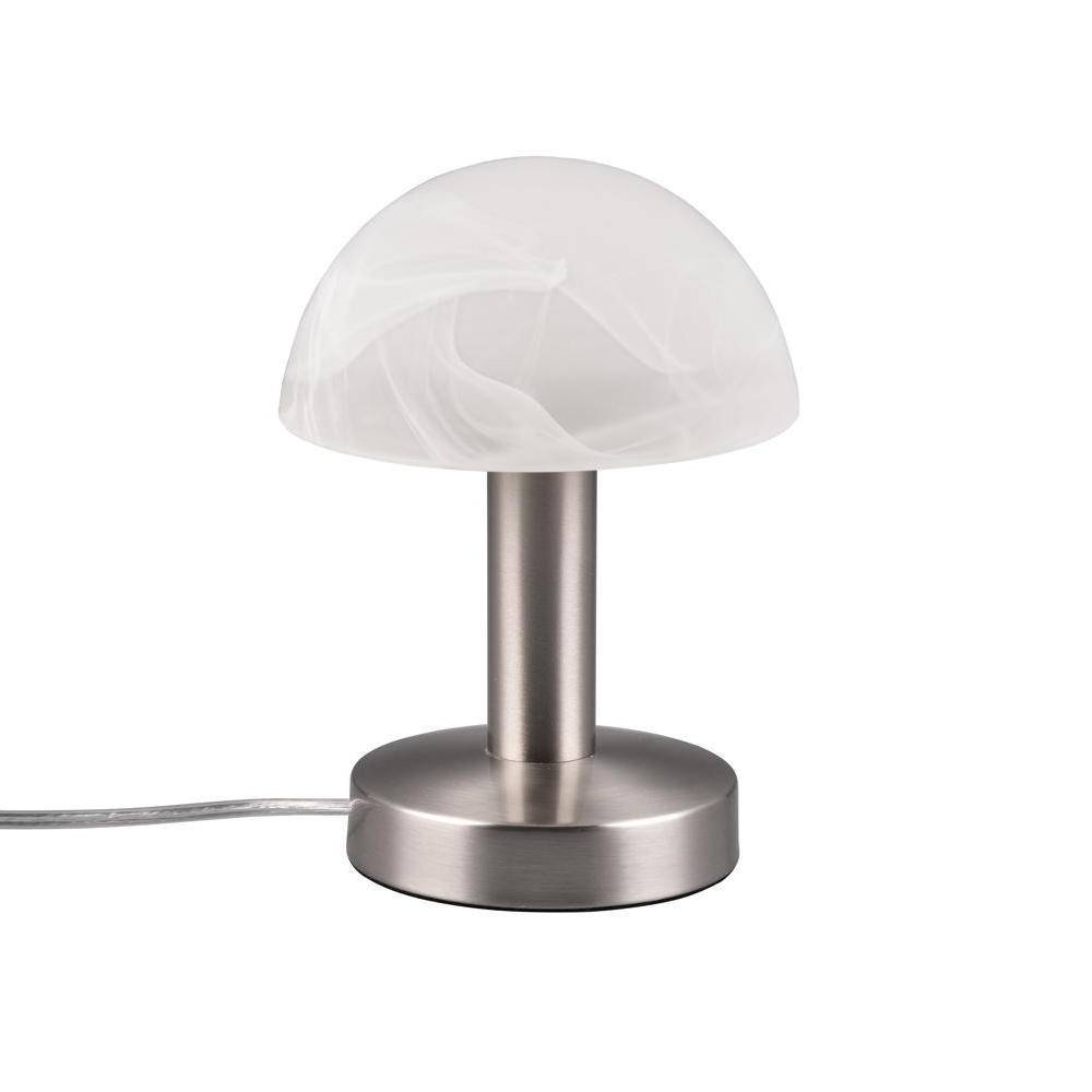 Tischleuchte Fynn II in Nickel-matt und Weiß E14