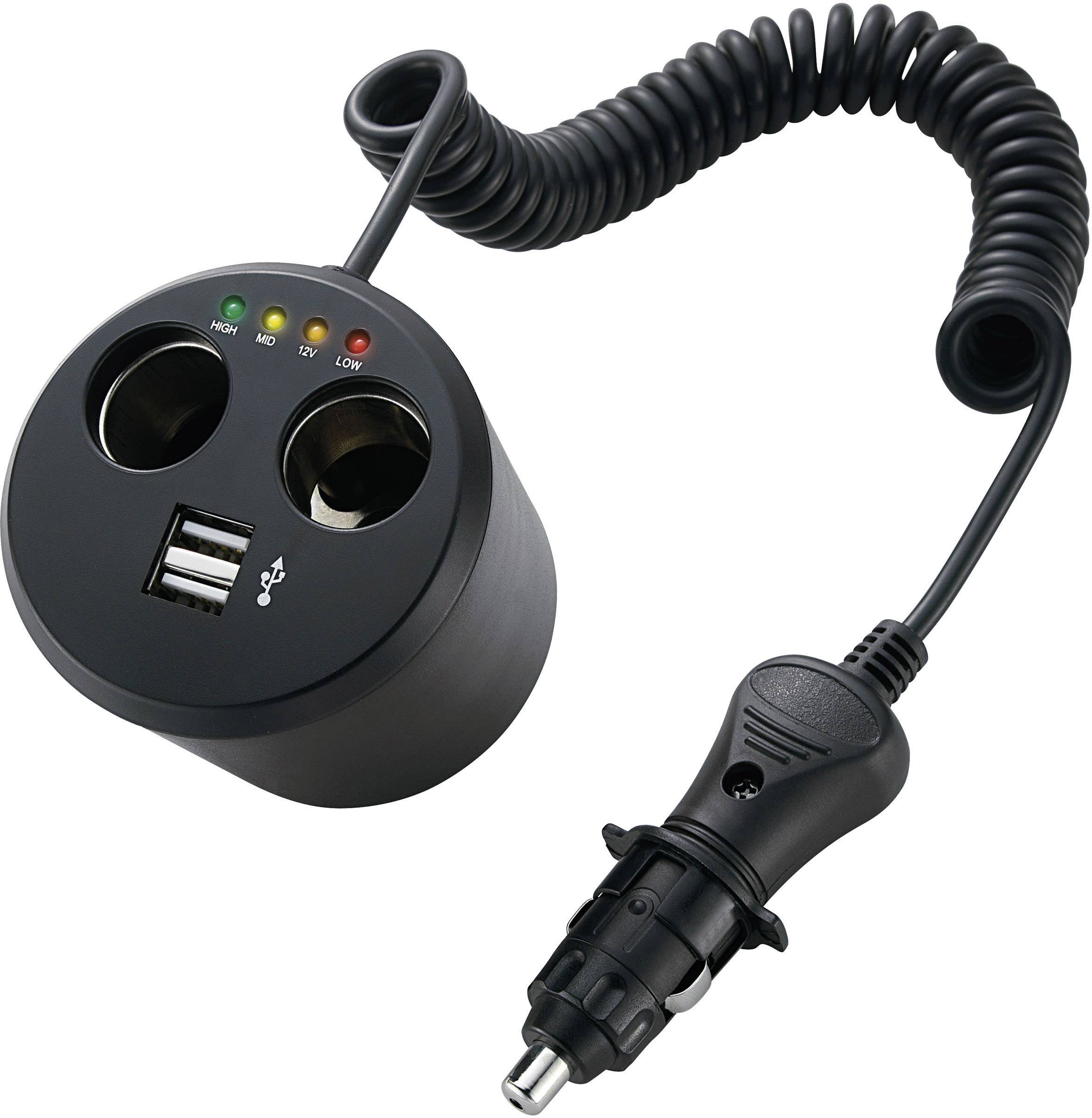 2-fach Verteiler mit USB Zigarettenanzünderstecker
