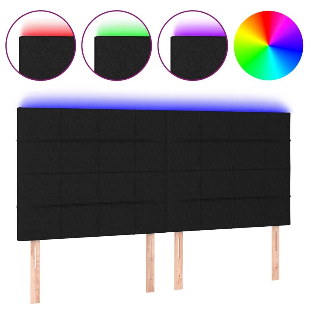 vidaXL LED Kopfteil Schwarz 200x5x118/128 cm Stoff