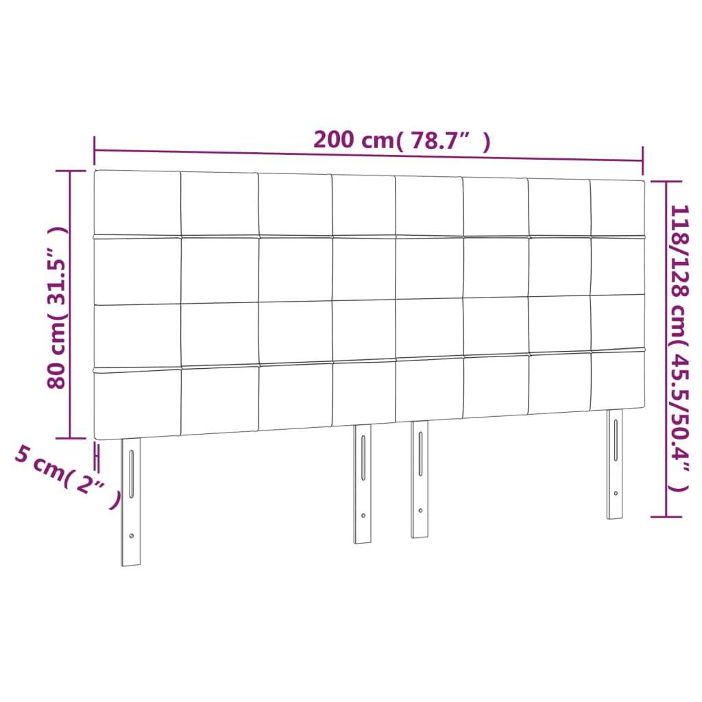 vidaXL LED Kopfteil Schwarz 200x5x118/128 cm Stoff