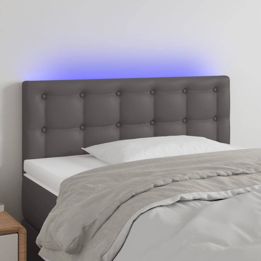 vidaXL LED Kopfteil Grau 90x5x78/88 cm Kunstleder