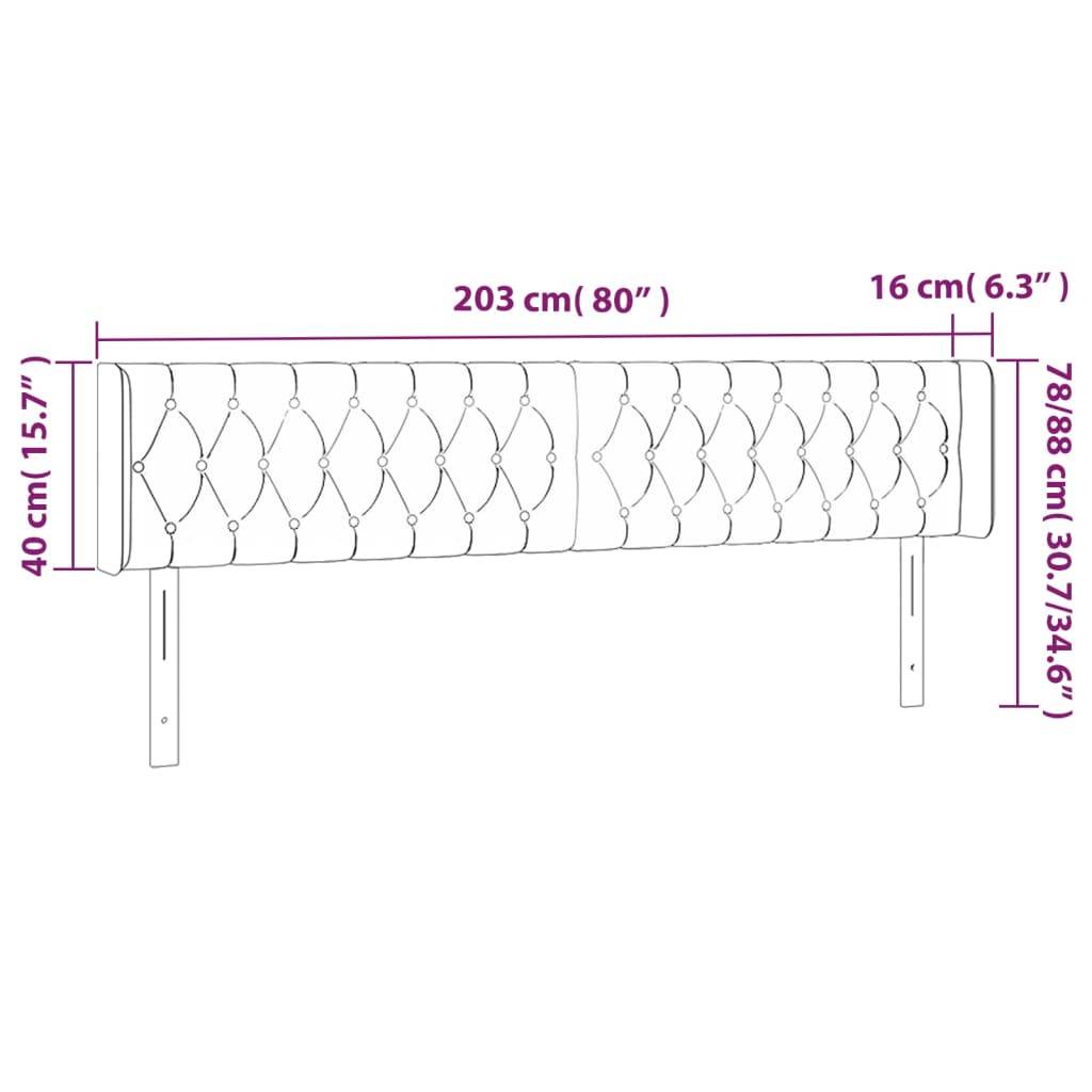 vidaXL Kopfteil mit Ohren Dunkelbraun 203x16x78/88 cm Stoff
