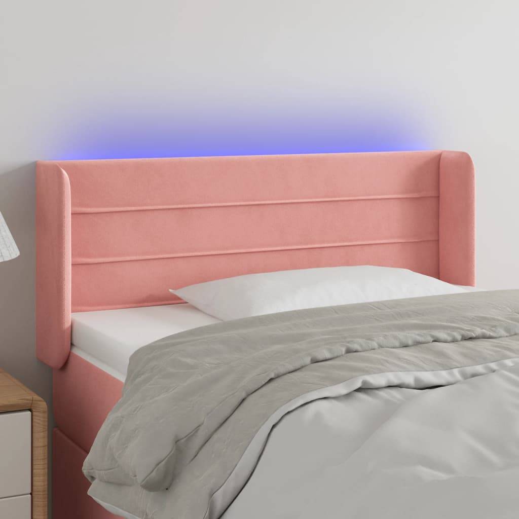 vidaXL LED Kopfteil Rosa 93x16x78/88 cm Samt