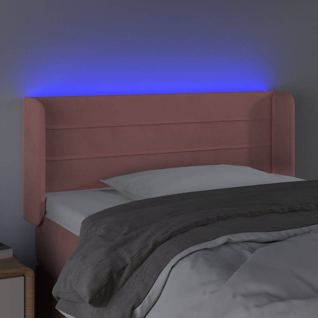 vidaXL LED Kopfteil Rosa 93x16x78/88 cm Samt