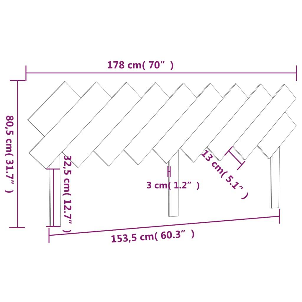 vidaXL Bett-Kopfteil Honigbraun 178x3x80,5 cm Massivholz Kiefer