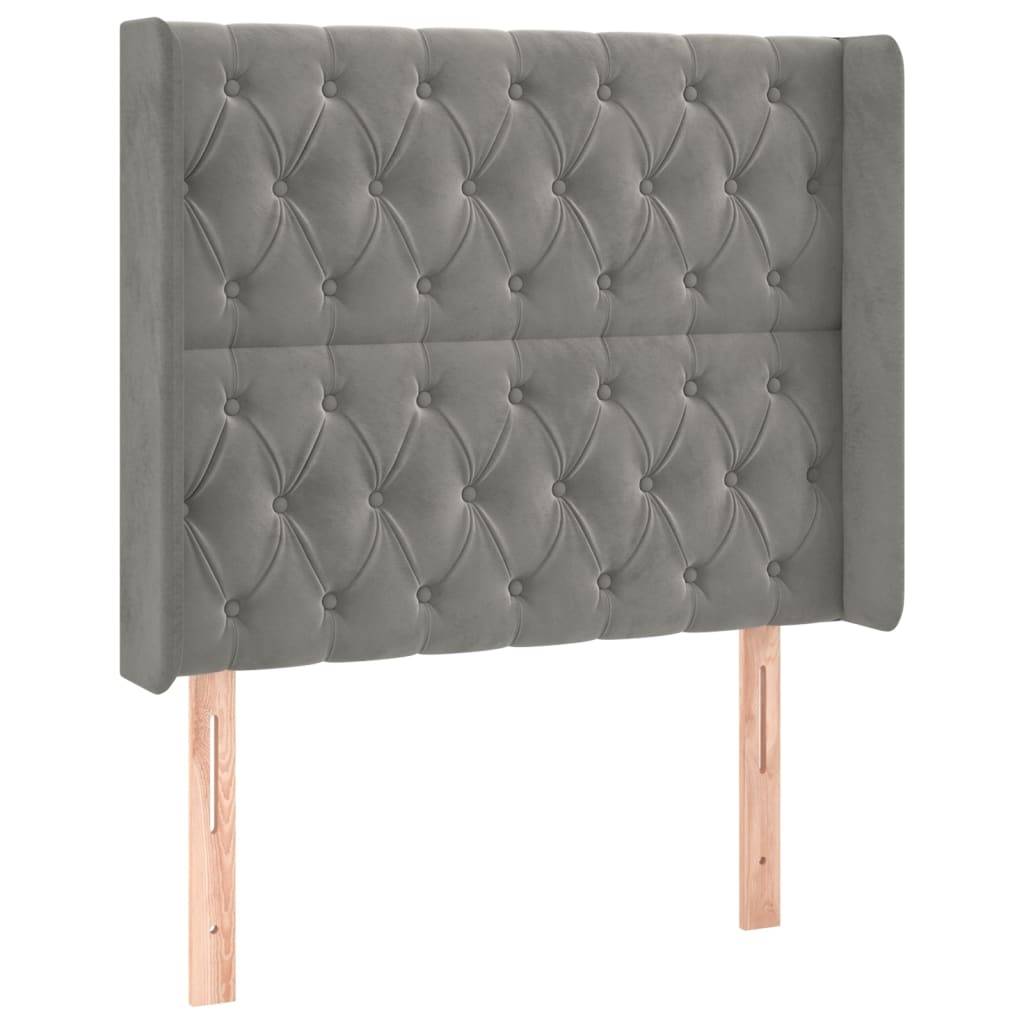 vidaXL Kopfteil mit Ohren Hellgrau 103x16x118/128 cm Samt