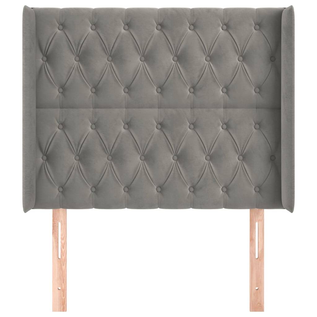 vidaXL Kopfteil mit Ohren Hellgrau 103x16x118/128 cm Samt