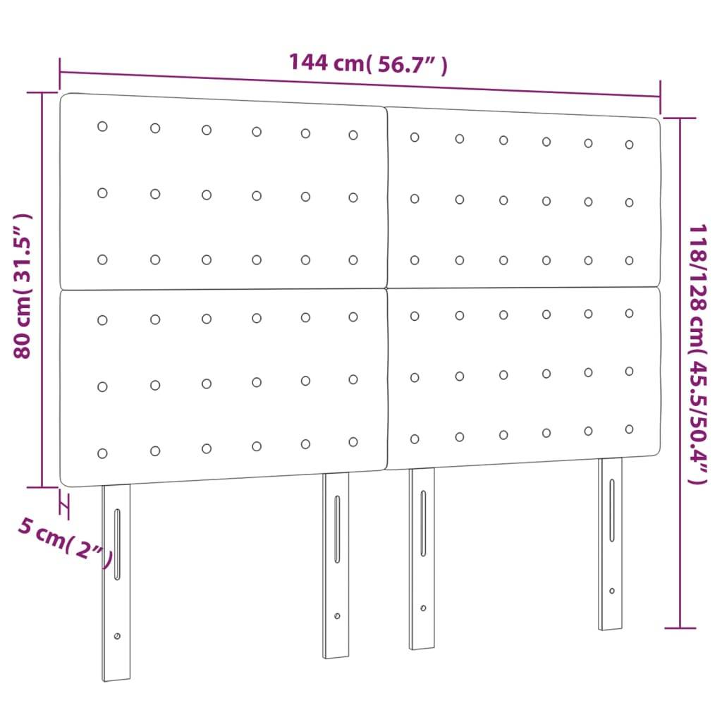 vidaXL Kopfteile 4 Stk. Schwarz 72x5x78/88 cm Stoff