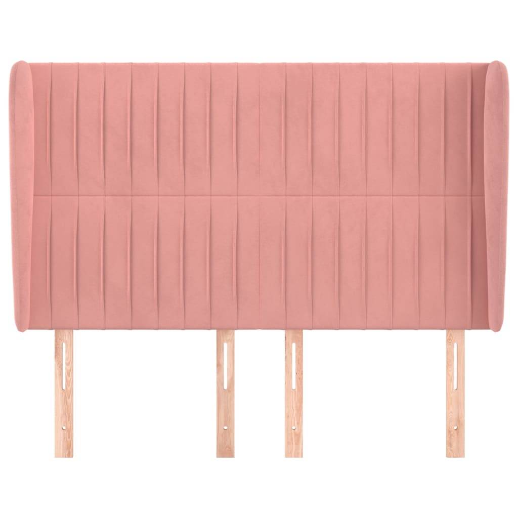 vidaXL Kopfteil mit Ohren Rosa 147x23x118/128 cm Samt