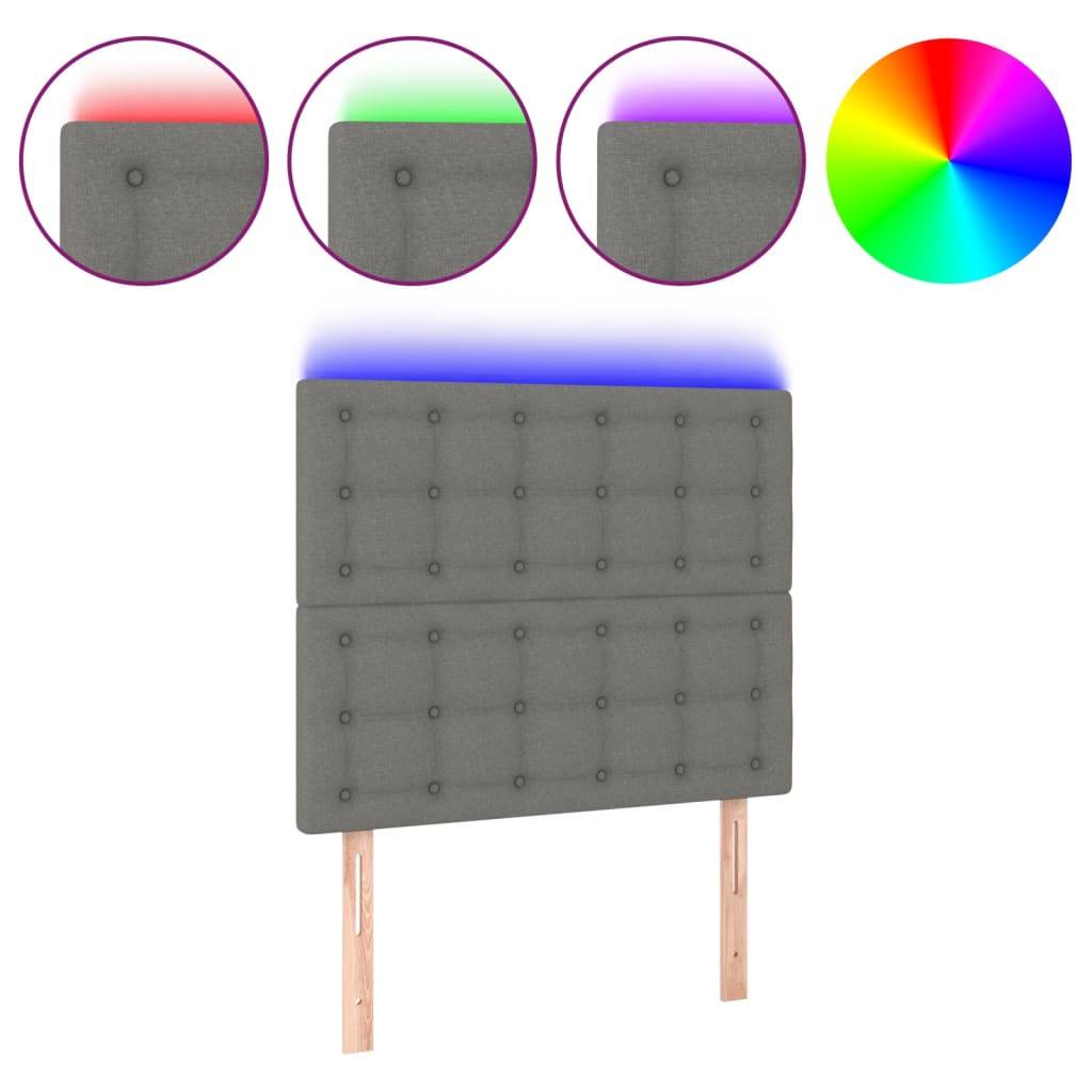vidaXL LED Kopfteil Dunkelgrau 90x5x118/128 cm Stoff