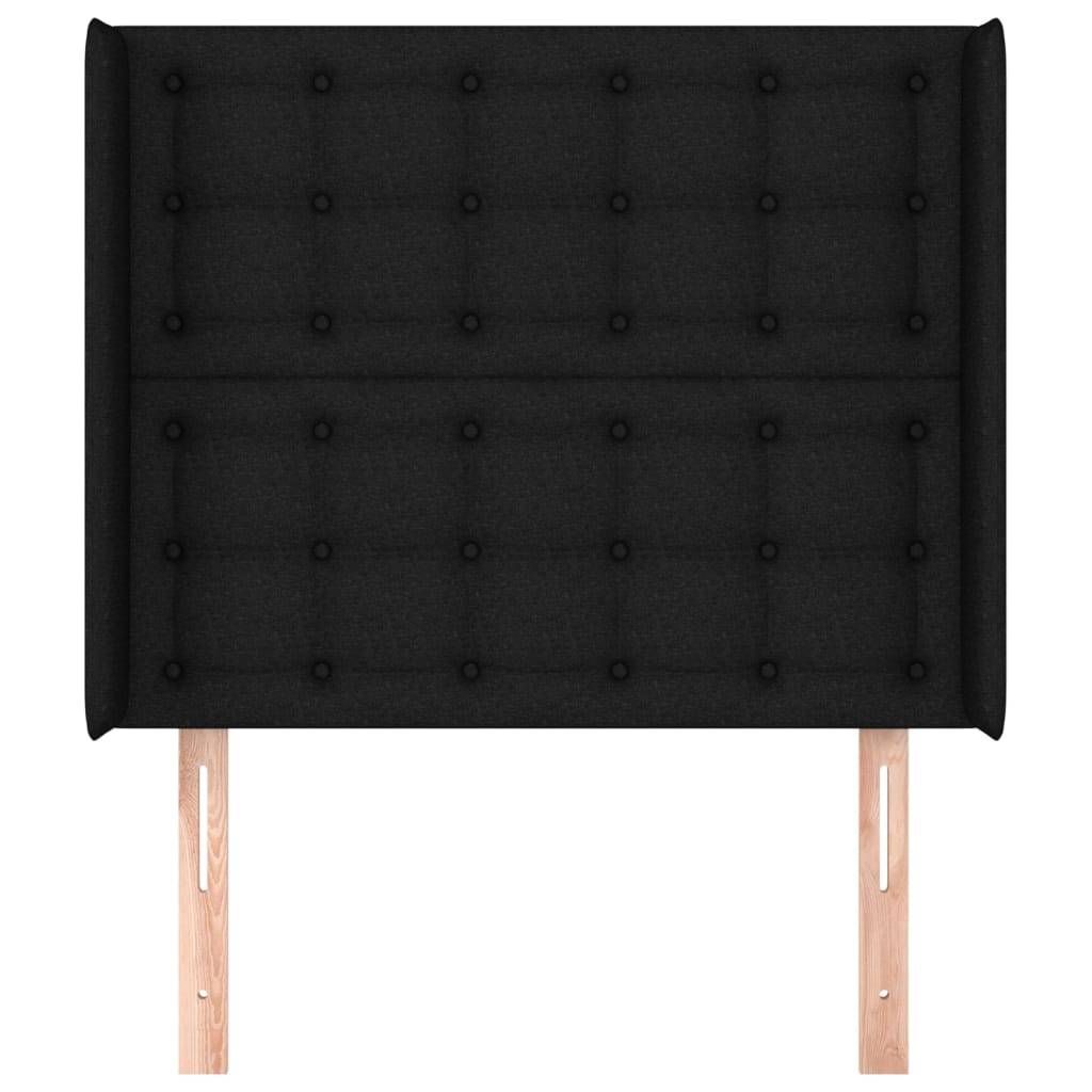 vidaXL Kopfteil mit Ohren Schwarz 83x16x118/128 cm Stoff