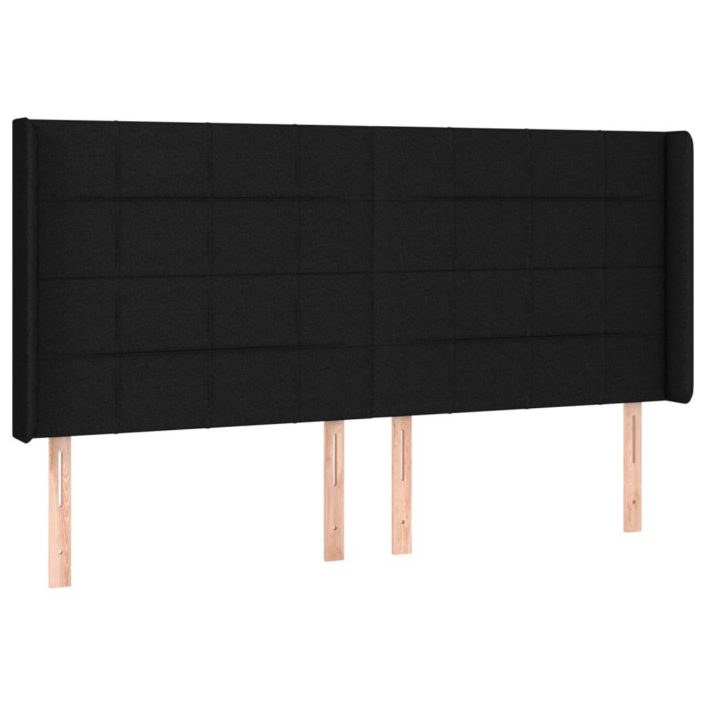 vidaXL LED Kopfteil Schwarz 183x16x118/128 cm Stoff