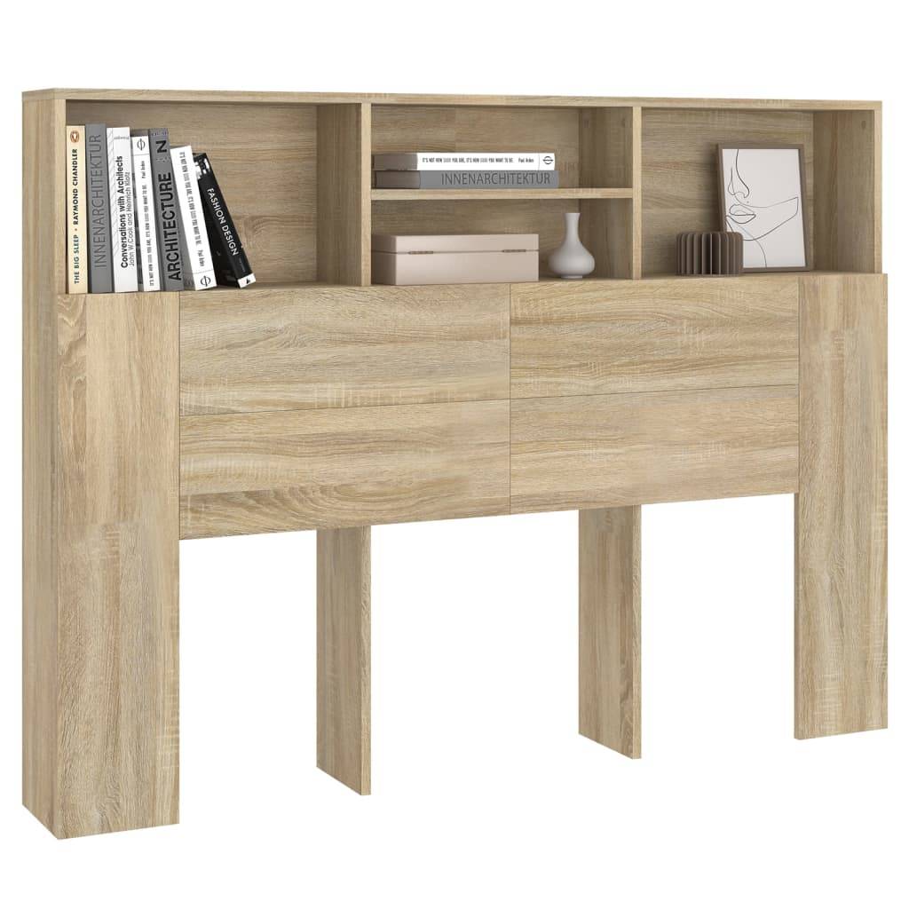 vidaXL Kopfteil mit Ablagen Sonoma-Eiche 140x19x103,5 cm
