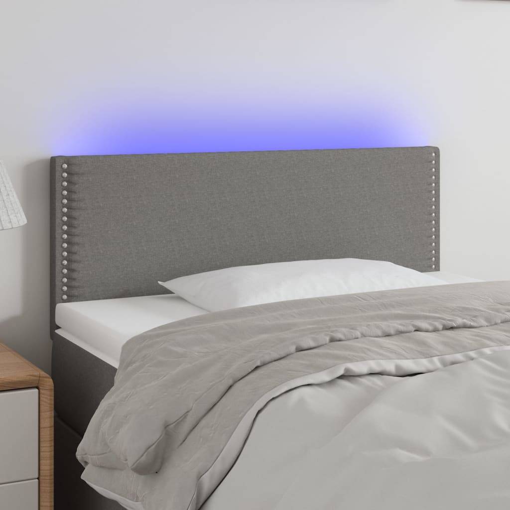 vidaXL LED Kopfteil Dunkelgrau 80x5x78/88 cm Stoff