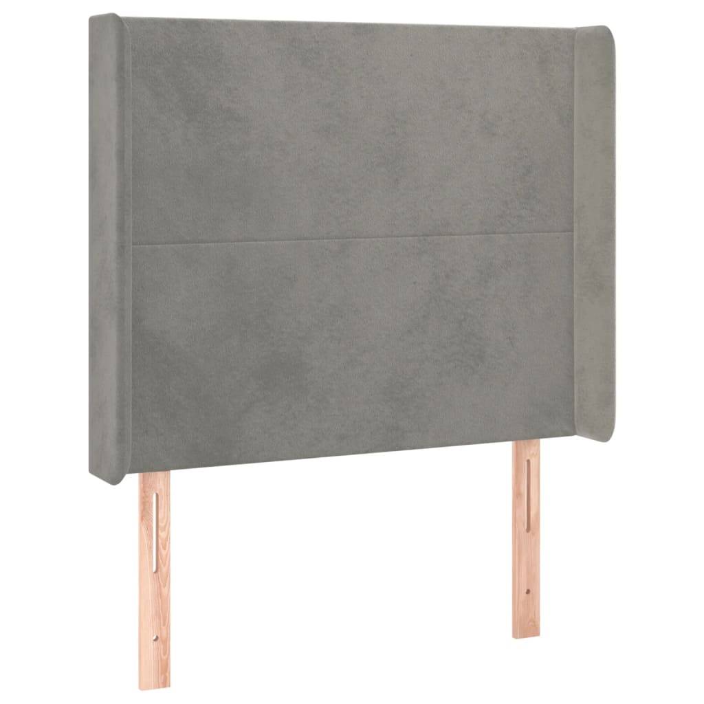 vidaXL Kopfteil mit Ohren Hellgrau 93x16x118/128 cm Samt