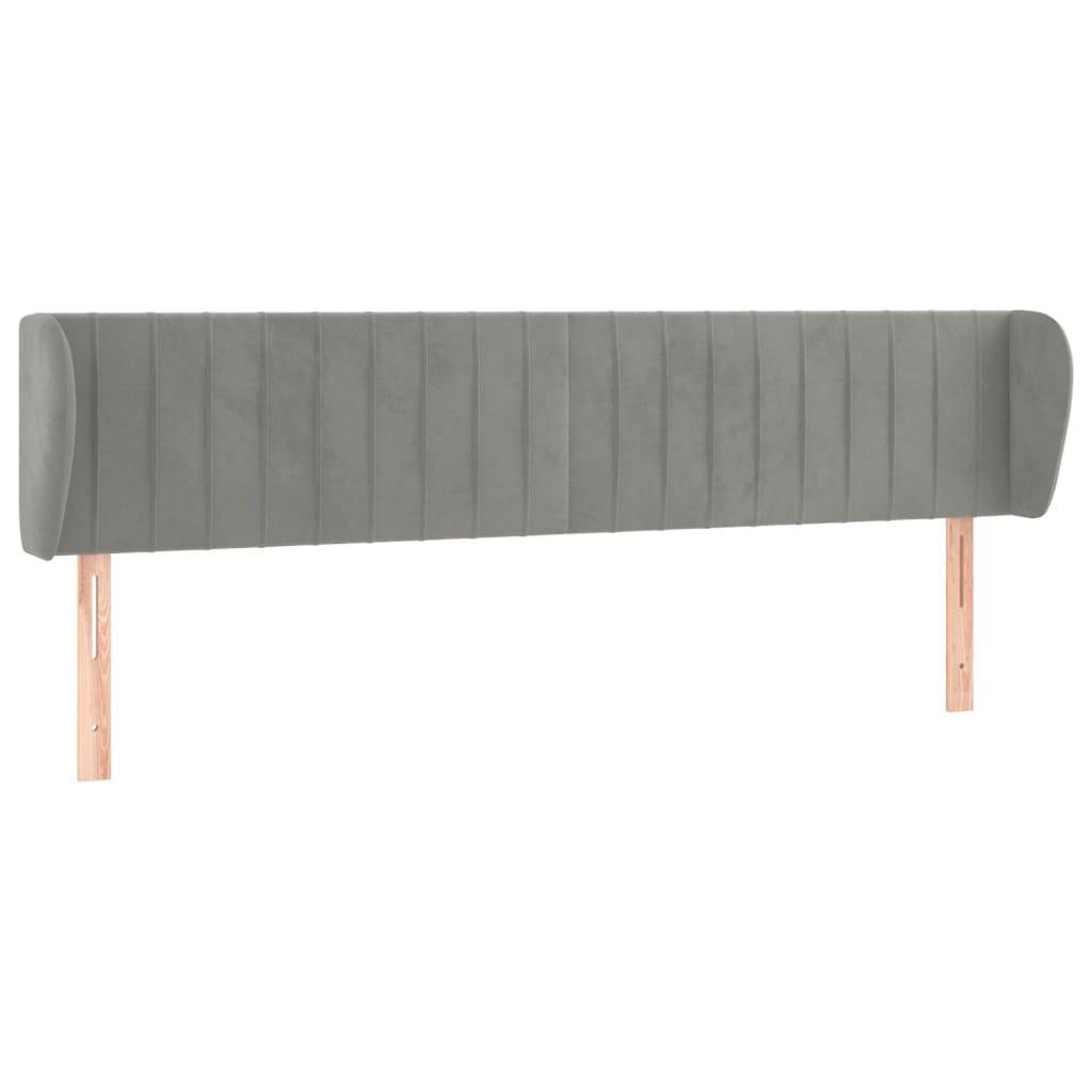 vidaXL Kopfteil mit Ohren Hellgrau 203x23x78/88 cm Samt