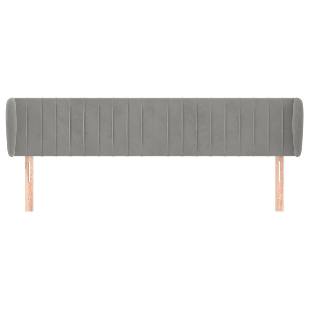 vidaXL Kopfteil mit Ohren Hellgrau 203x23x78/88 cm Samt