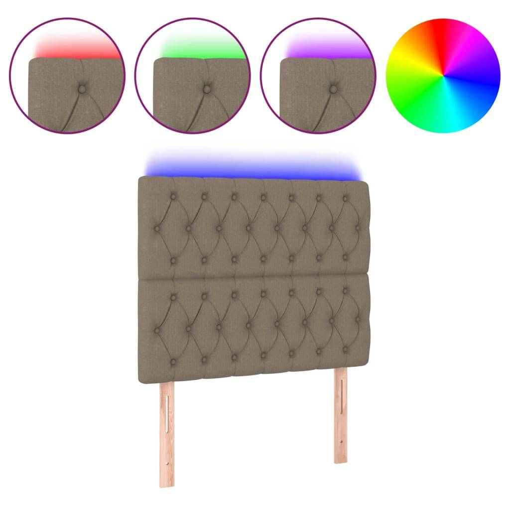 vidaXL LED Kopfteil Taupe 90x7x118/128 cm Stoff