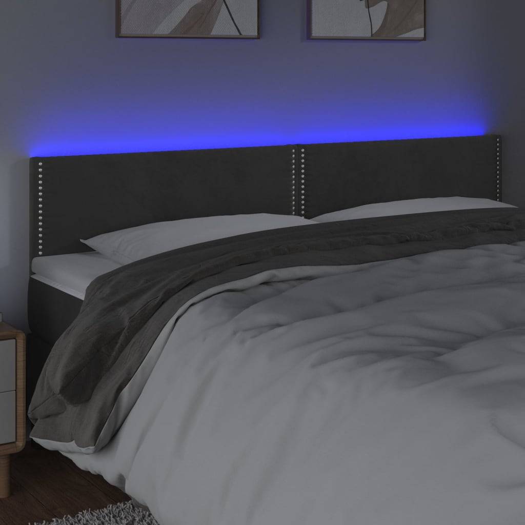 vidaXL LED Kopfteil Dunkelgrau 180x5x78/88 cm Samt